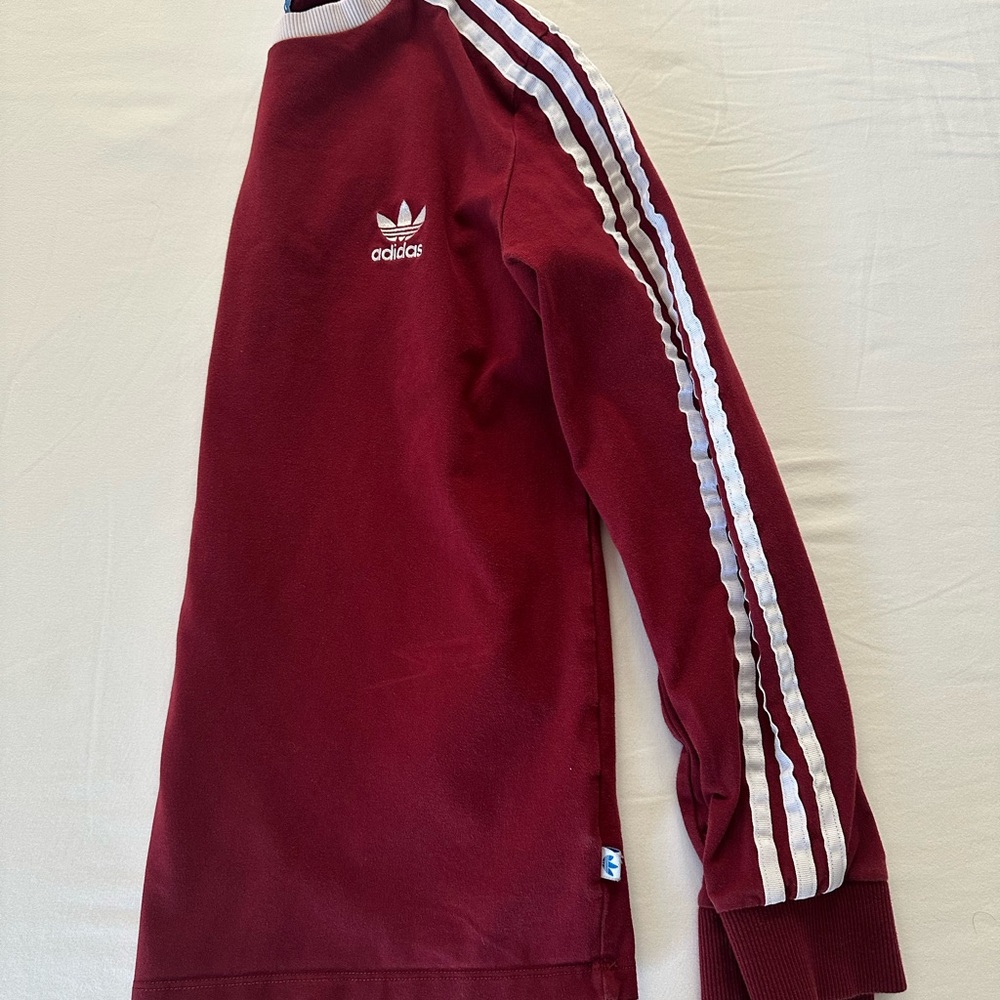 adidas Women's Long Sleeve Tee - Red and White - Picture 9 of 10